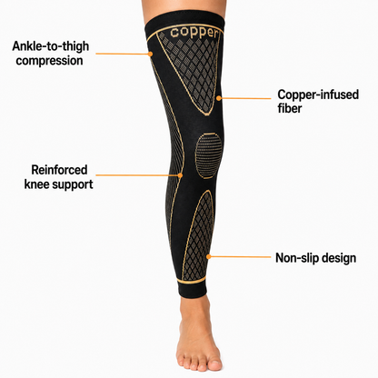 Copper Infused Full Leg Compression Support Sleeves