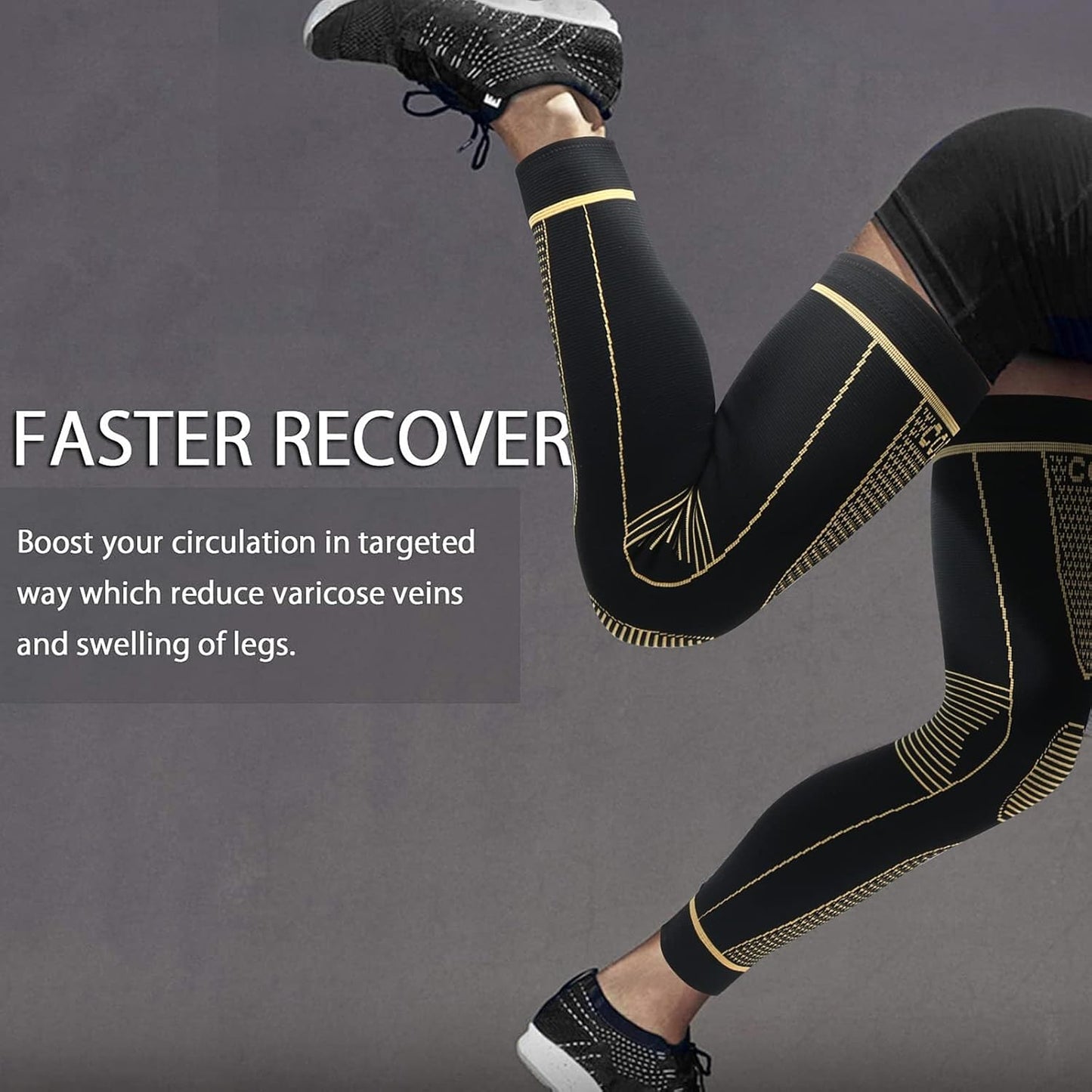Copper Infused Full Leg Compression Support Sleeves